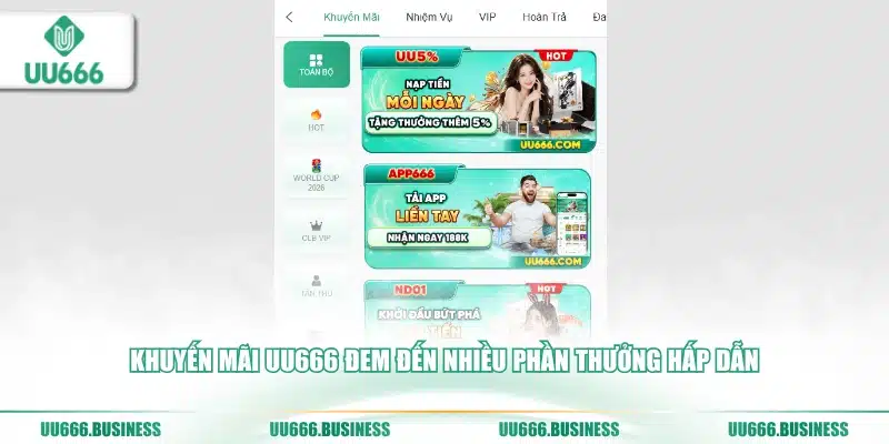 uu666 11 Các ưu đãi UU666 hot